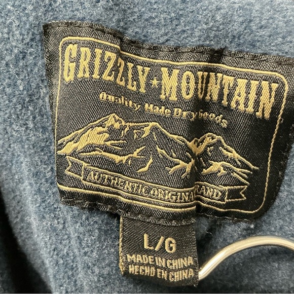 Grizzly Mountain Men's Blue Heavyweight Cotton Flannel Button Down Shirt Jacket - Picture 3 of 4